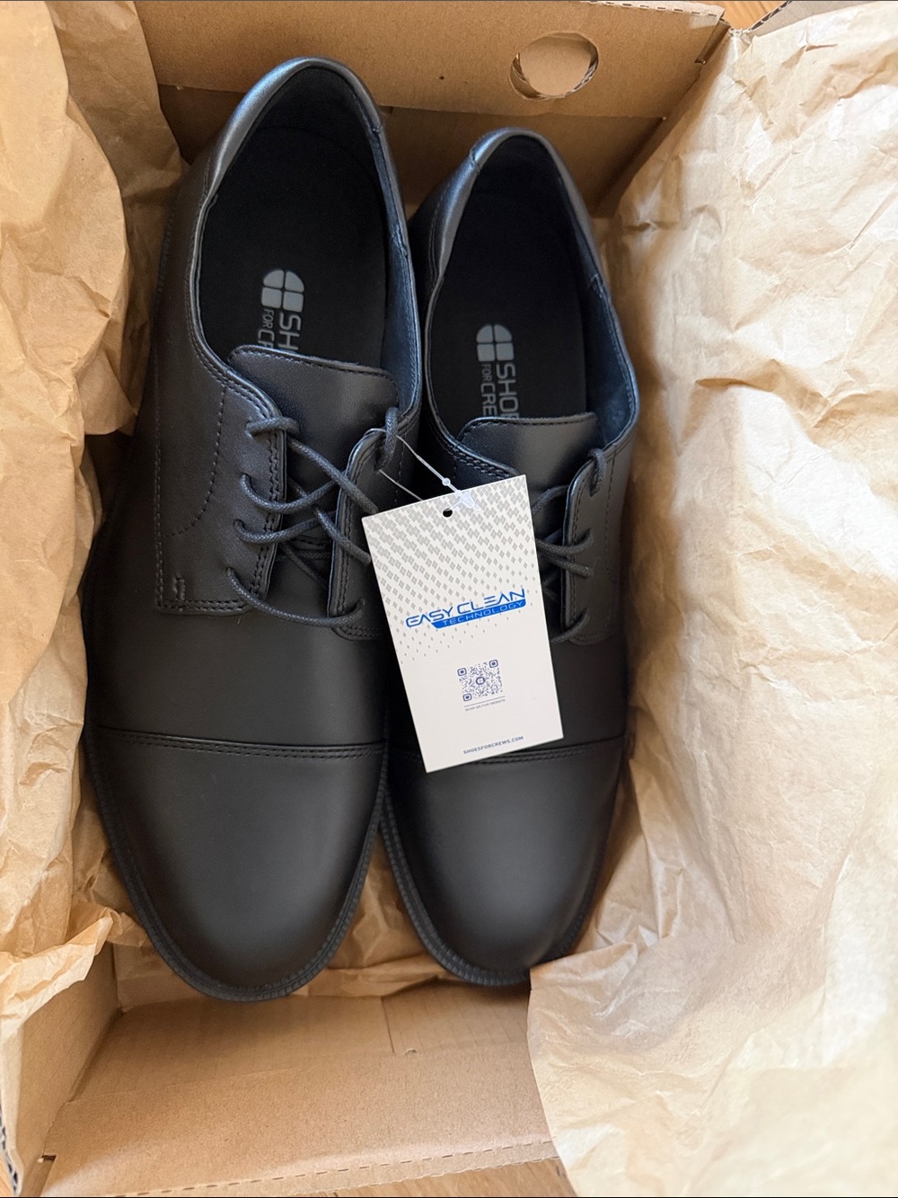 Shoes For Crews Black Cap-Toe Work Oxfords